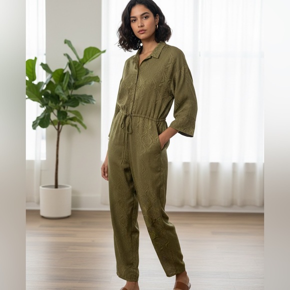 Urban Outfitters Pants - Urban Outfitters Out From Under Jayce Jacquard Jumpsuit - Moss Green